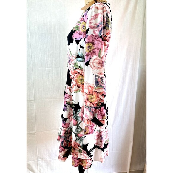 VDP Collection Party Cocktail Dress SZ 46/10 Floral Rhinestones Ruffle Hem Italy - Picture 9 of 16